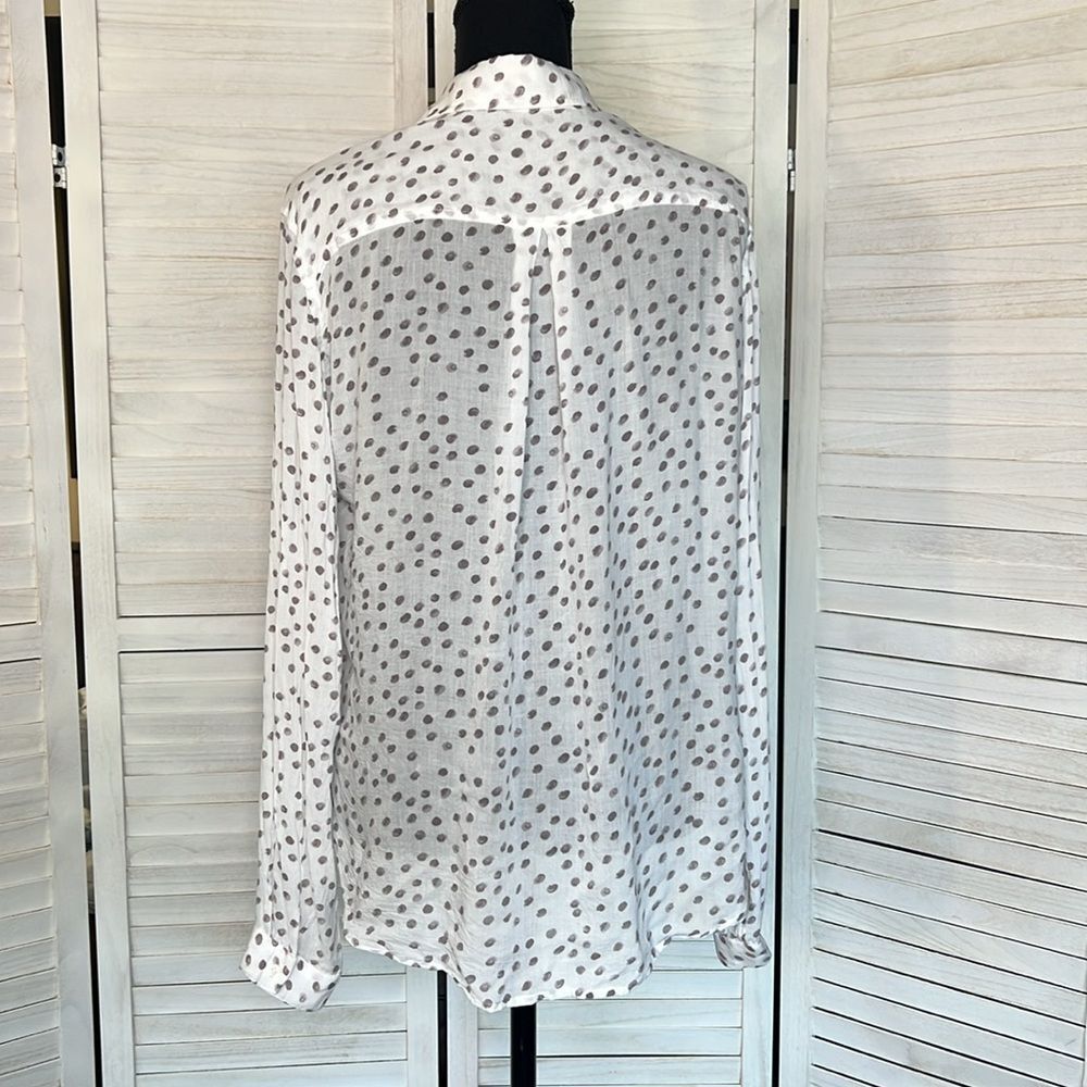 Anthropologie Cloth & Stone Semi Sheer Polka Dot Blouse Top Large - Picture 7 of 11